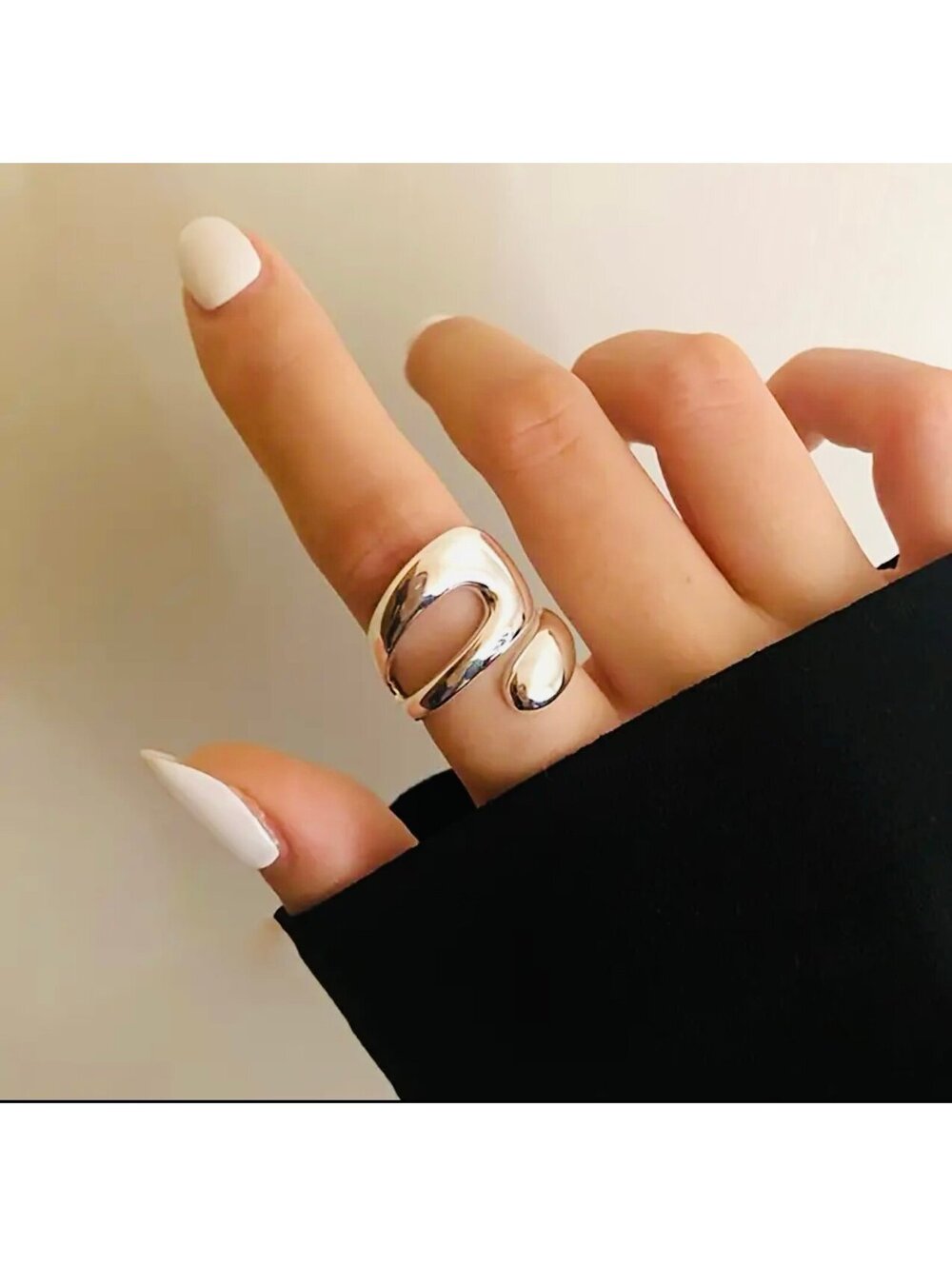 New - Elegant Adjustable Silver - Statement Ring